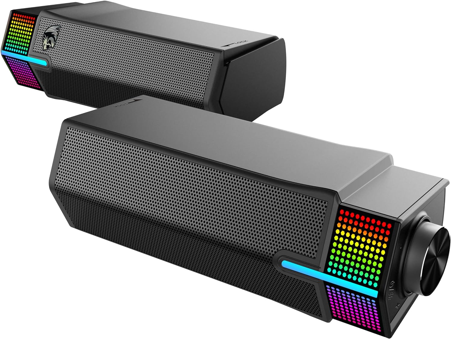 Redragon GS511 Yorick Wireless RGB Desktop Speakers, 2.0 PC Gaming Soundbar w/BT 5.0/USB Mode, Dual-Play Design, Max 6Wx2 Output, Rich Stereo Sound and Bass, RGB Backlight & All-in-one Control, USB Powered Redragon GS511 Yorick Wireless RGB Desktop Speakers, 2.0 PC Gaming Soundbar w/BT 5.0/USB Mode, Dual-Play Design, Max 6Wx2 Output, Rich Stereo Sound and Bass, RGB Backlight & All-in-one Control, USB Powered